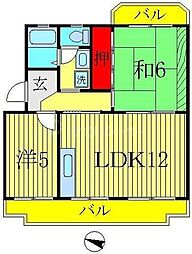 プリンシパルヴィレッジ東館 2LDKの間取図画像