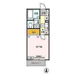 サンモール・N 2階1Kの間取り
