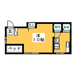 ハイム第5平和台 2階ワンルームの間取り