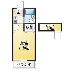 テリーハウス 1Kの間取図画像