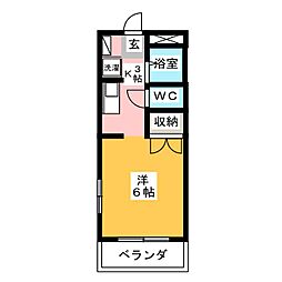 フォレストブライト 1Kの間取図画像