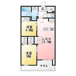 練馬区向山3丁目マンション 2LDKの間取図画像