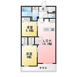 練馬区向山3丁目マンション 2LDKの間取図画像