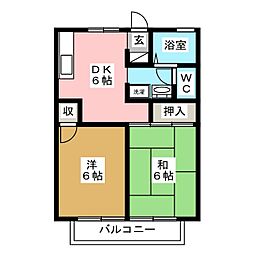 ユートピアメゾン高野台 2DKの間取図画像