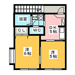 プティエ豊玉 2Kの間取図画像
