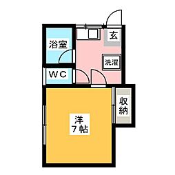 SunShells 1DKの間取図画像
