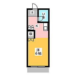 フローラルメゾン 1Kの間取図画像