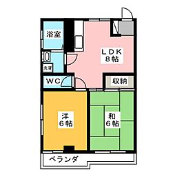 帆足ハウス 2DKの間取図画像