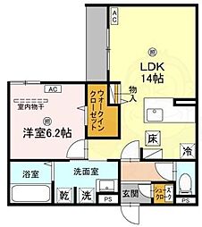 スペチアーレ赤川 1階1LDKの間取り