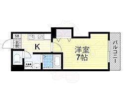 みおつくし城北 2階1Kの間取り