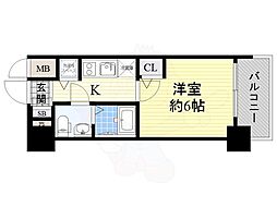 JR東西線 大阪城北詰駅 徒歩5分の賃貸マンション 4階1Kの間取り