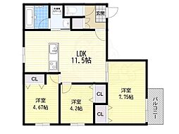 エス.フィールド奏 3LDKの間取図画像