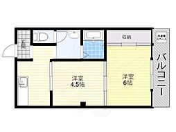 エスパシオ太子橋 1LDKの間取図画像