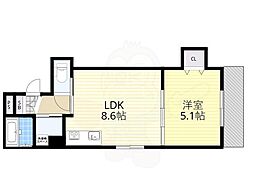 クリエオーレ中宮 1LDKの間取図画像