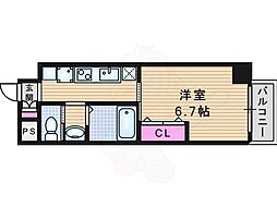エスライズ都島 1Kの間取図画像