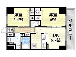 エスペランサ 2LDKの間取図画像