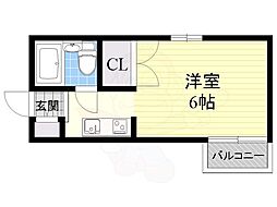リアライズ天満橋 1Kの間取図画像