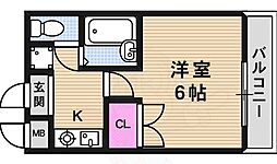 レスポワール西 1Kの間取図画像