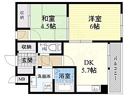 グランピアイクヤマ 2DKの間取図画像