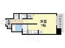 クレアート大阪トゥールビヨン ワンルームの間取図画像