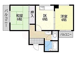 小山マンション 2DKの間取図画像