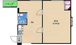 ファンシー都島 1DKの間取図画像