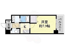 クレール高殿ラクラス高殿 1Kの間取図画像
