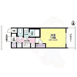 Sレジデンス野江 1Kの間取図画像
