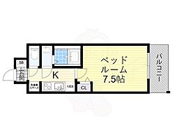 アドバンス北大阪フィーノ 1Kの間取図画像