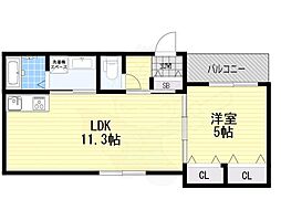ラモーナ赤川 1LDKの間取図画像