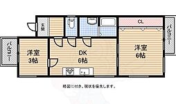 エンジェル2000 2DKの間取図画像