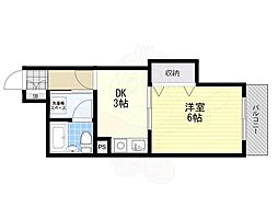 エルプラド京橋8号棟 1DKの間取図画像