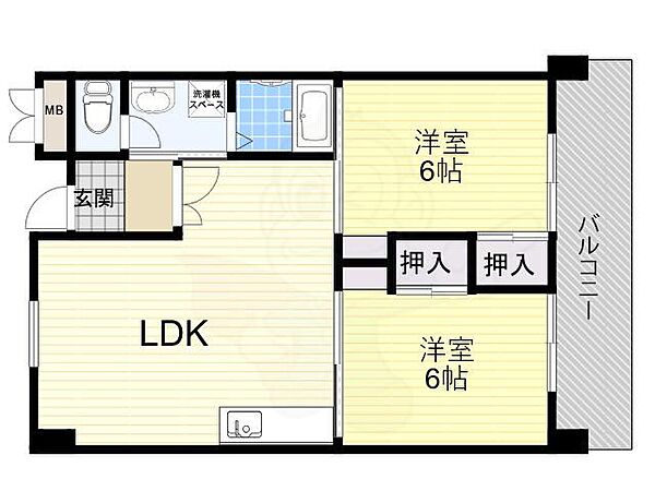 第2ユーロハイツ東豊中 ｜大阪府豊中市熊野町４丁目(賃貸マンション2LDK・4階・53.18㎡)の写真 その2