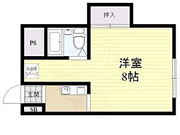 美吉野ハイツ 1Kの間取図画像