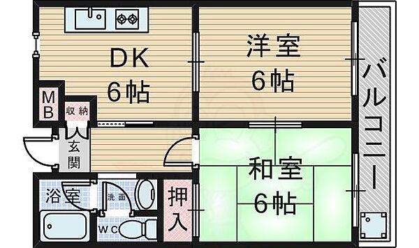 カルム緑地公園2 ｜大阪府豊中市西泉丘２丁目(賃貸マンション2DK・3階・35.00㎡)の写真 その2