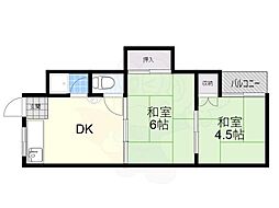 ハイツ中村 2DKの間取図画像