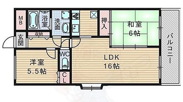 ソシアD2 ｜大阪府豊中市上野坂２丁目(賃貸マンション2LDK・4階・60.00㎡)の写真 その2