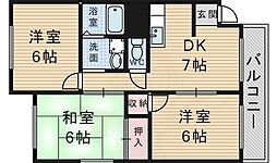 第2メゾンユタカ 3DKの間取図画像
