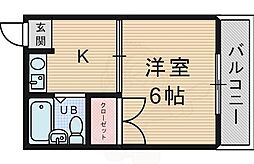 ラ・フォーレ豊中2 1Kの間取図画像