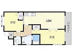 レジデンスマロン参番館 2LDKの間取図画像
