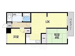 コスモハイツ上野 2DKの間取図画像