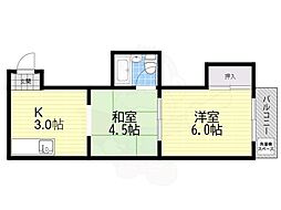 メゾンクレール 2Kの間取図画像