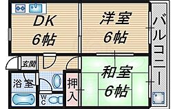 カルム緑地公園 2DKの間取図画像