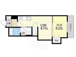 クリエオーレ箕輪 1LDKの間取図画像