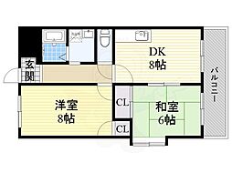 ラポール春日 2DKの間取図画像