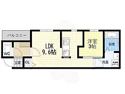 ルッソ豊中蛍池 1LDKの間取図画像