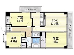 グランフォルク豊中 3LDKの間取図画像