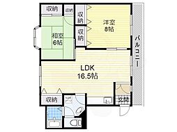 クラタス平野 2LDKの間取図画像