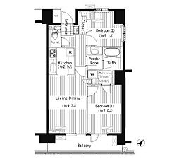 プライムアーバン東中野コート 2LDKの間取図画像