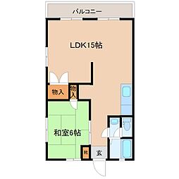 カーサ須屋 2階1LDKの間取り